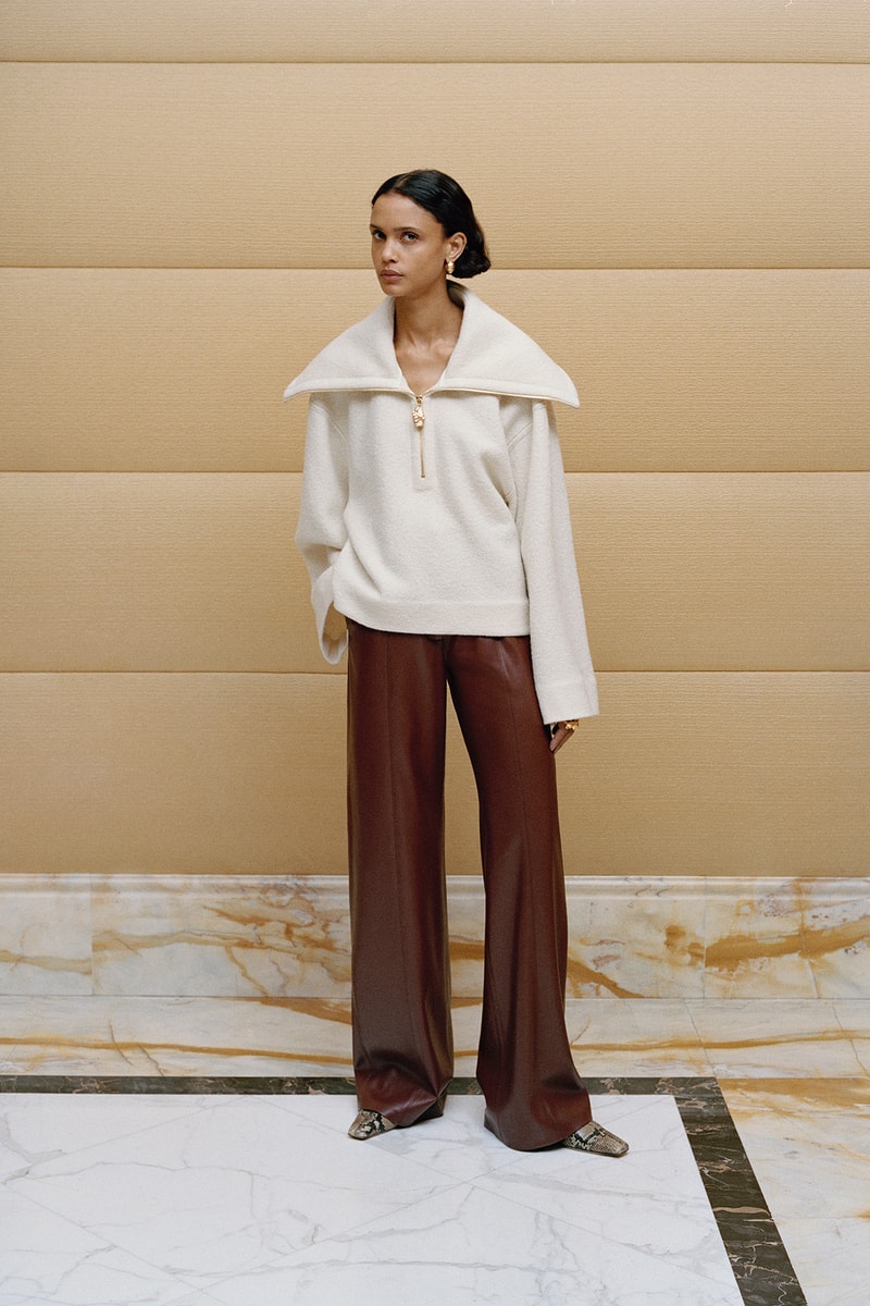 Nanushka Fall/Winter Collection Lookbook Quarter Zip Sweater White