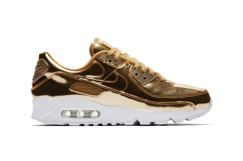 Nike Air Max 90 "Metallic Pack" Silver & Gold Sneaker Release Shiny 
