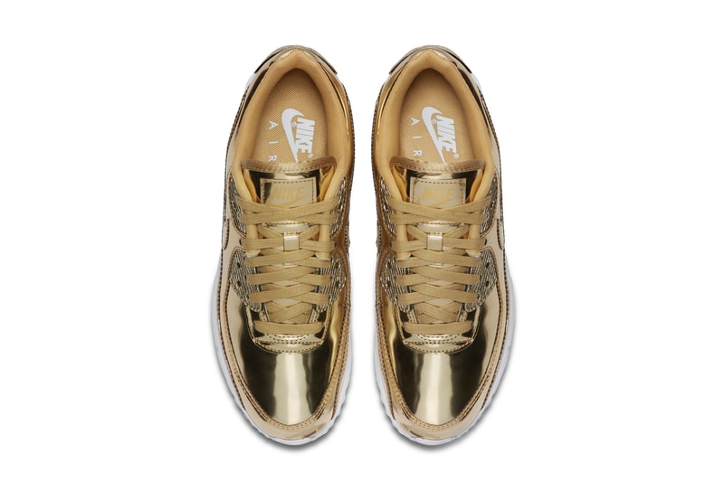 Nike Air Max 90 "Metallic Pack" Silver & Gold Sneaker Release Shiny 