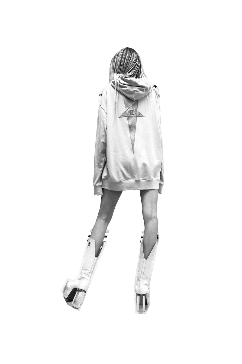 Rick Owens x Champion Collaboration Collection Campaign Hoodie White