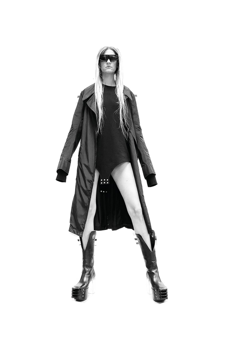 Rick Owens x Champion Collaboration Collection Campaign Coat Black