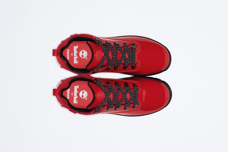 supreme timberland spring collaboration euro hiker low red yellow black shoes footwear 