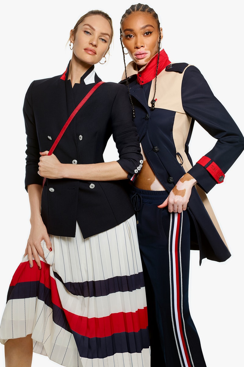 tommy hilfiger icons spring womens collection winnie harlow candice swanepoel campaign red white blue outerwear jackets