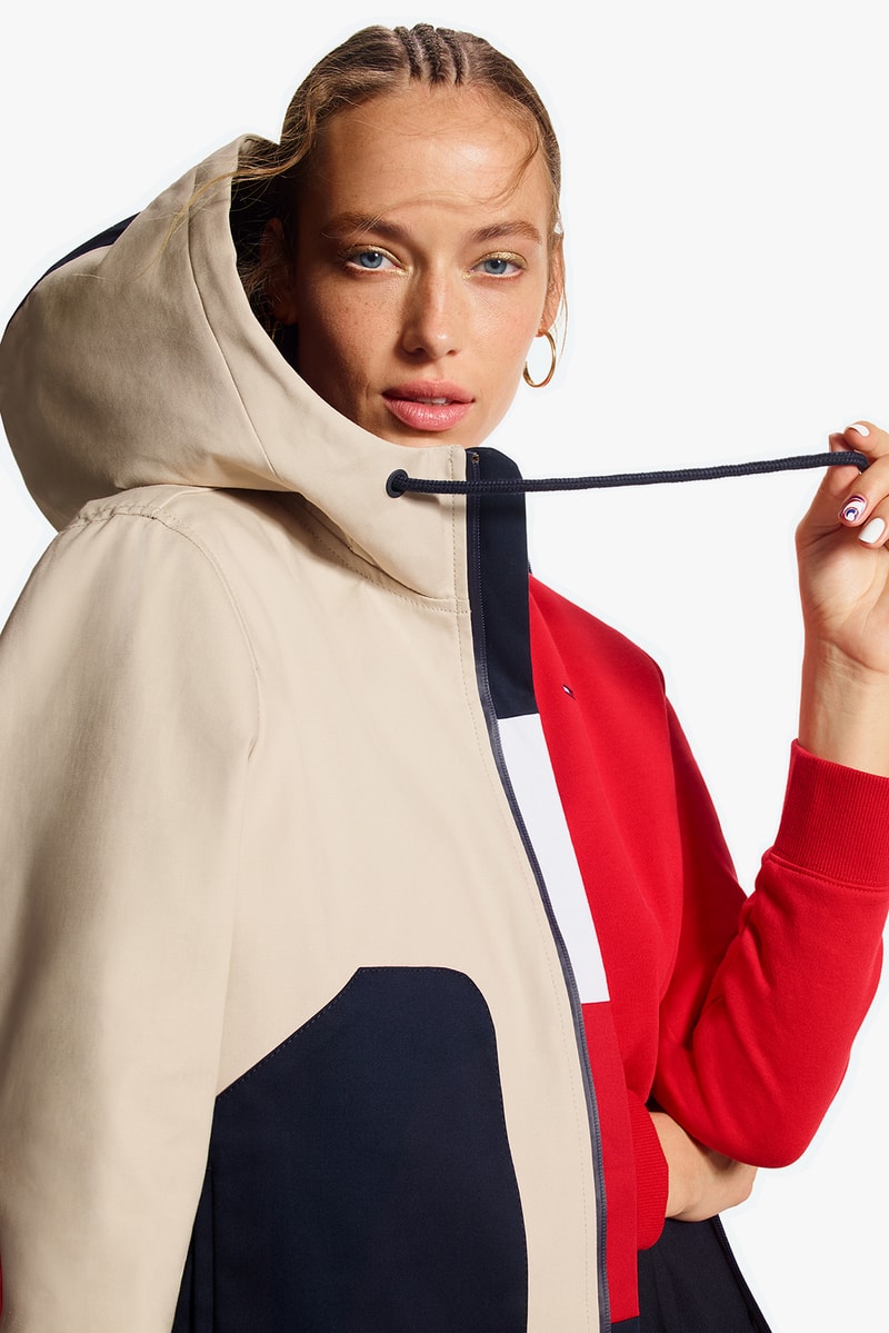 tommy hilfiger icons spring womens collection winnie harlow candice swanepoel campaign red white blue outerwear jackets