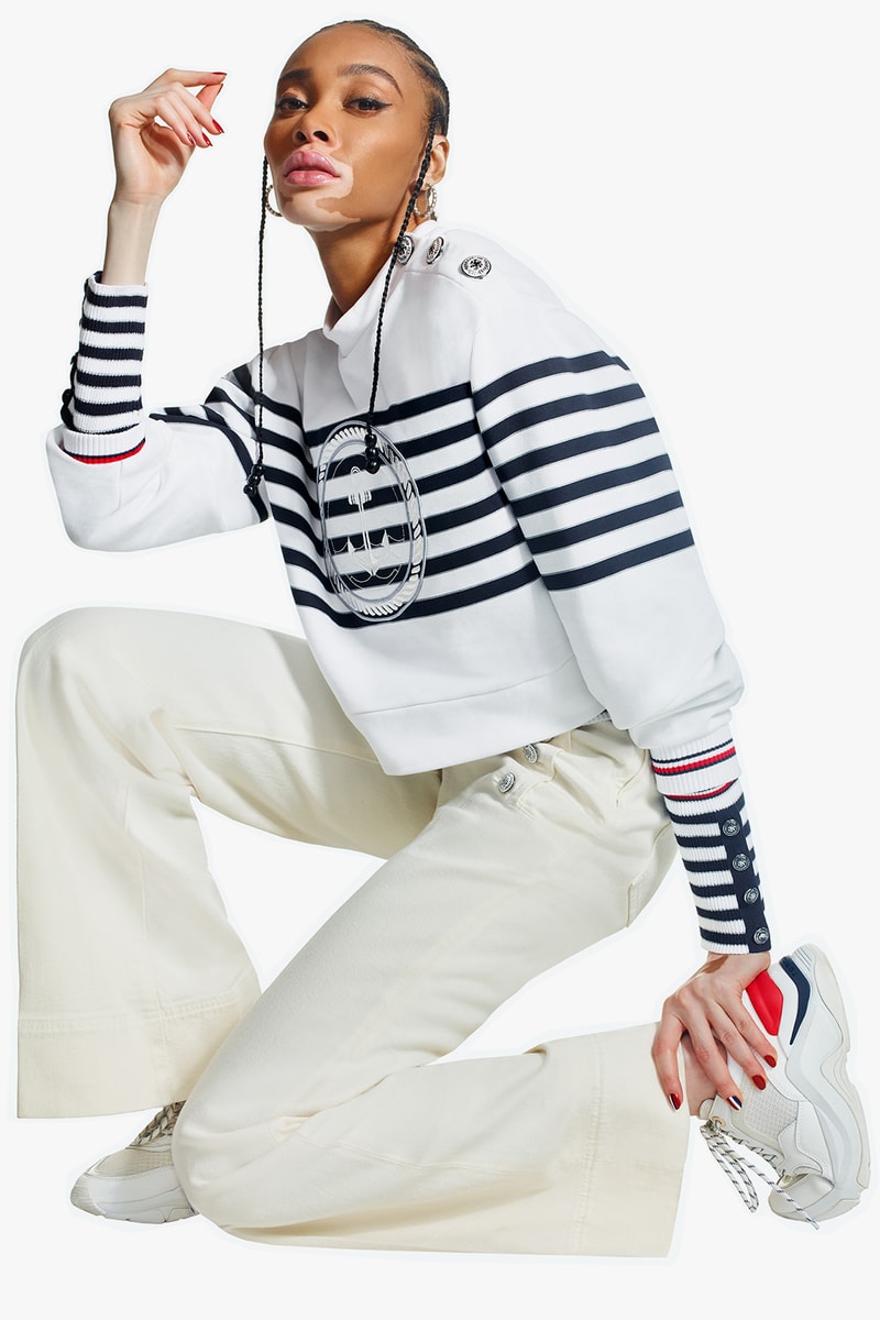 tommy hilfiger icons spring womens collection winnie harlow candice swanepoel campaign red white blue outerwear jackets