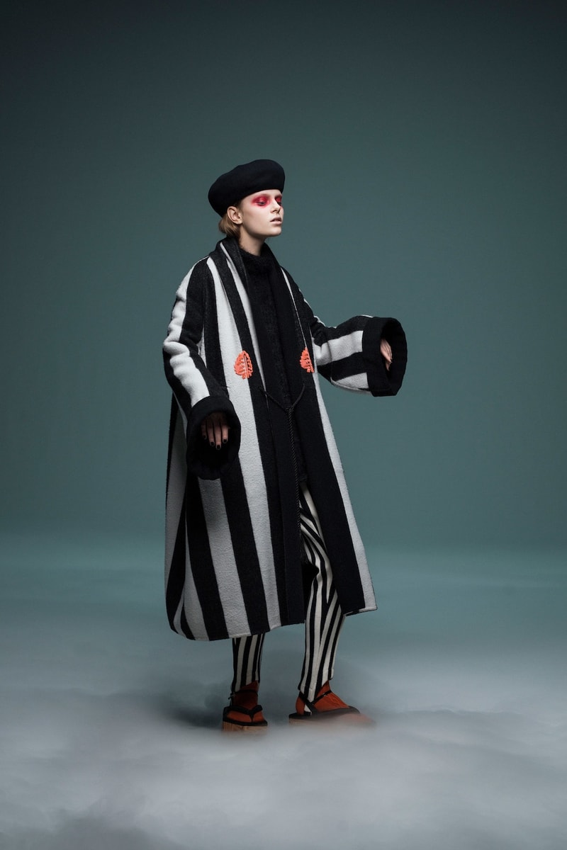 undercover jun takahashi paris fashion week fall winter womens collection lady macbeth akira kurosawa throne of blood gown jacket outerwear black maroon pants boots