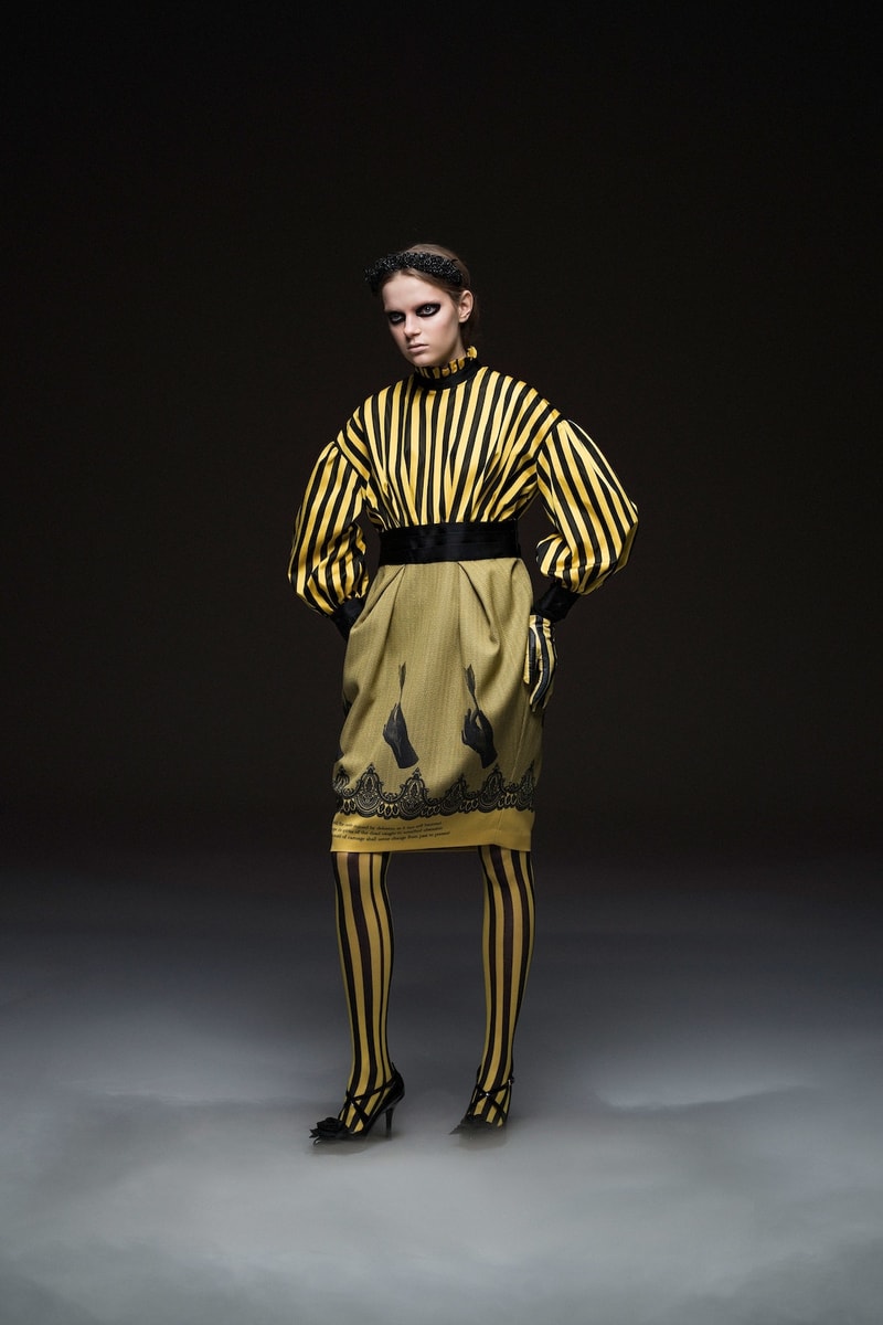 undercover jun takahashi paris fashion week fall winter womens collection lady macbeth akira kurosawa throne of blood gown jacket outerwear black maroon pants boots