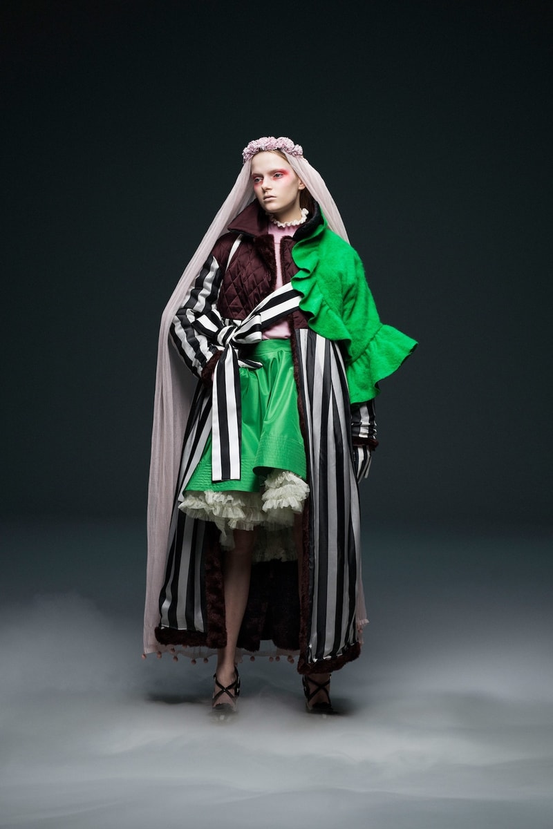 undercover jun takahashi paris fashion week fall winter womens collection lady macbeth akira kurosawa throne of blood gown jacket outerwear black maroon pants boots