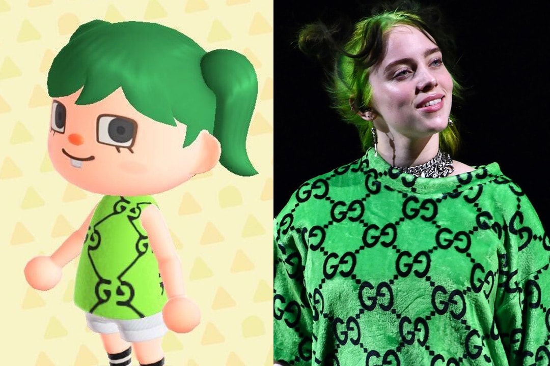 Animal Crossing New Horizons ACNH Hairstyle Color Nintendo Switch Billie Eilish Green Gucci