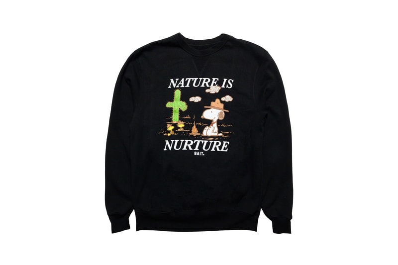 bait peanuts collaboration earth day sustainability upcycled black sweaters yellow t shirts fashion