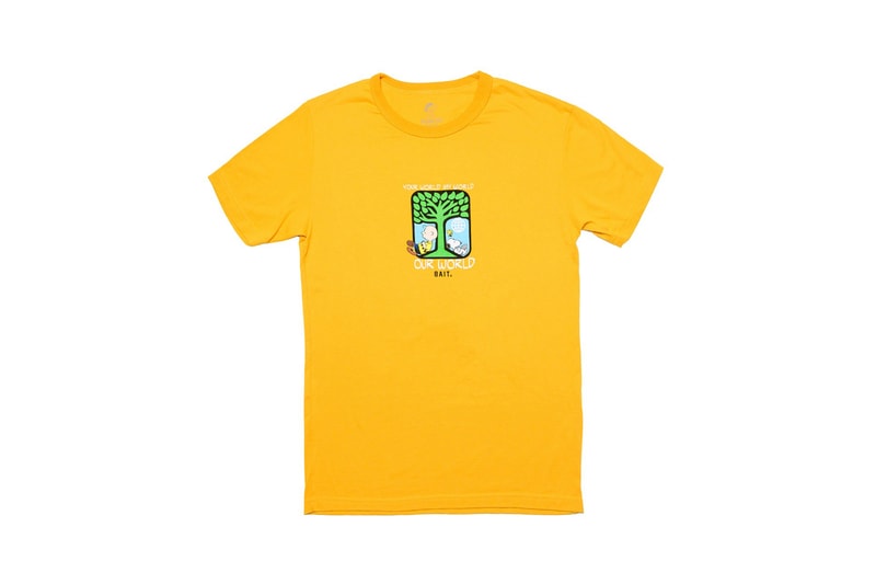 bait peanuts collaboration earth day sustainability upcycled black sweaters yellow t shirts fashion
