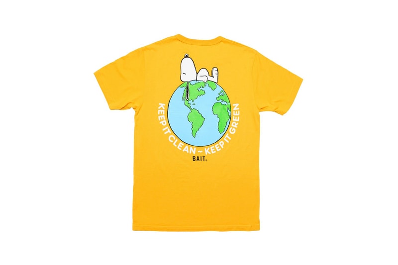 bait peanuts collaboration earth day sustainability upcycled black sweaters yellow t shirts fashion