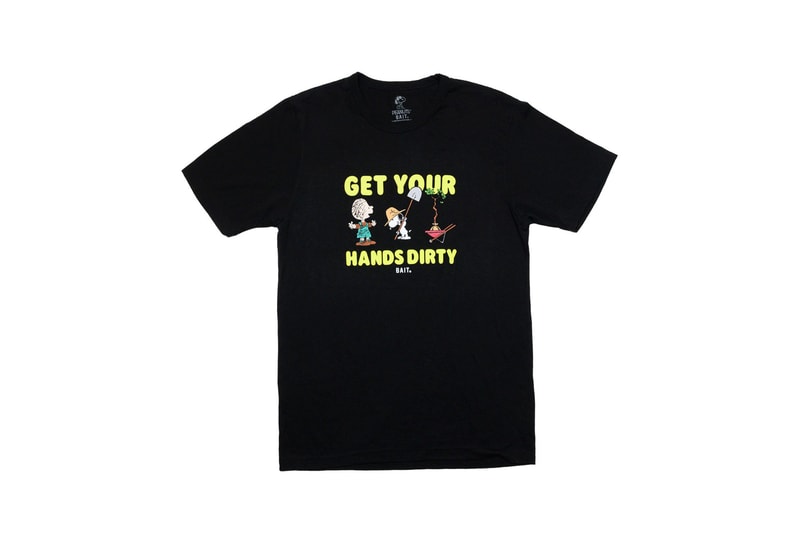 bait peanuts collaboration earth day sustainability upcycled black sweaters yellow t shirts fashion