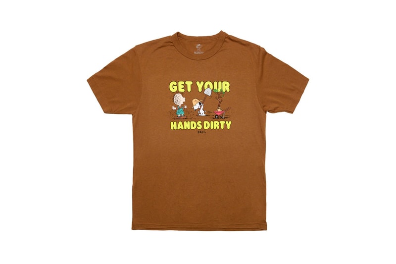 bait peanuts collaboration earth day sustainability upcycled black sweaters yellow t shirts fashion