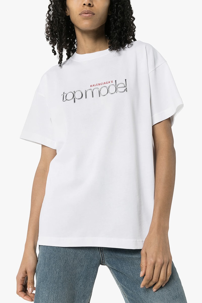 balenciaga top model organic cotton t shirt white fashion