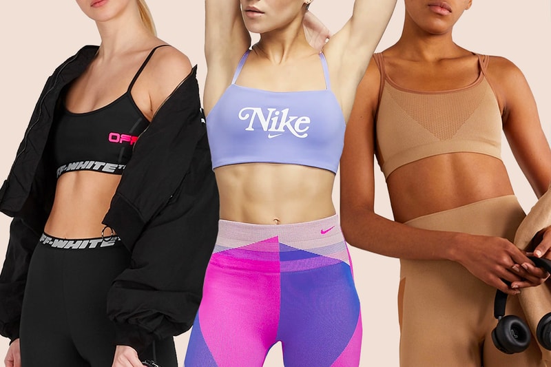 Workout Clothes Sports Bras Leggings Tights Activewear Sets Nike Off-White Virgil Abloh Logo Reebok Victoria Beckham Brown Beige Black Neon Pink Purple Swoosh