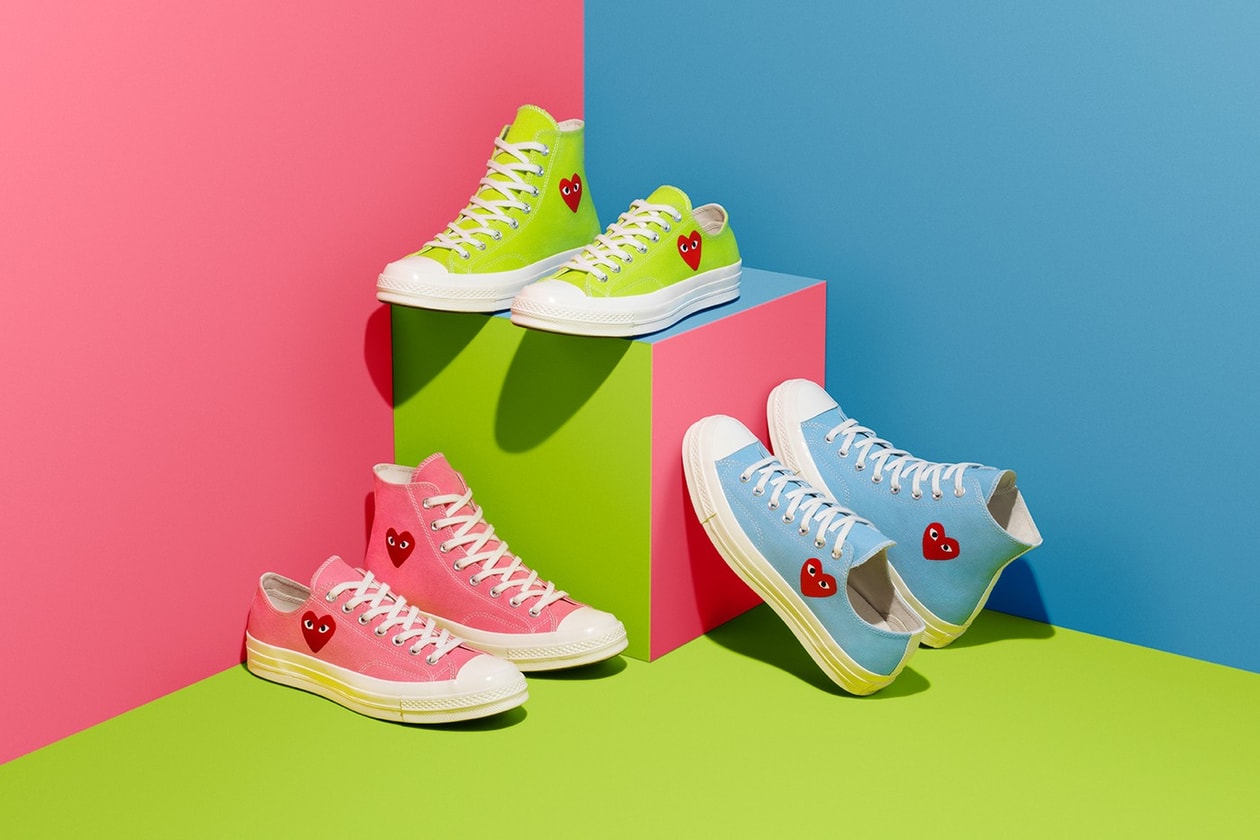 Comme des Garcons CDG PLAY Converse Chuck 70 Limited Edition Sneaker Neon Green Heart Eyes High Top