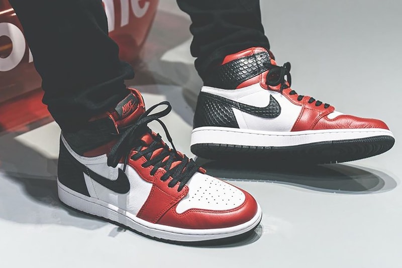 nike air jordan 1 retro high og sneakers black red white satin snake shoes footwear sneakerhead