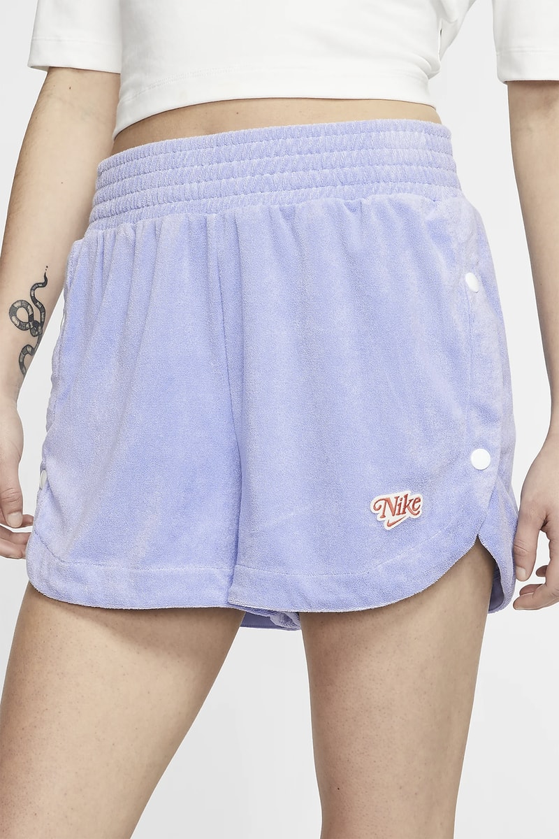 nike sportswear womens crewneck sweater shorts beige coral peach fashion 