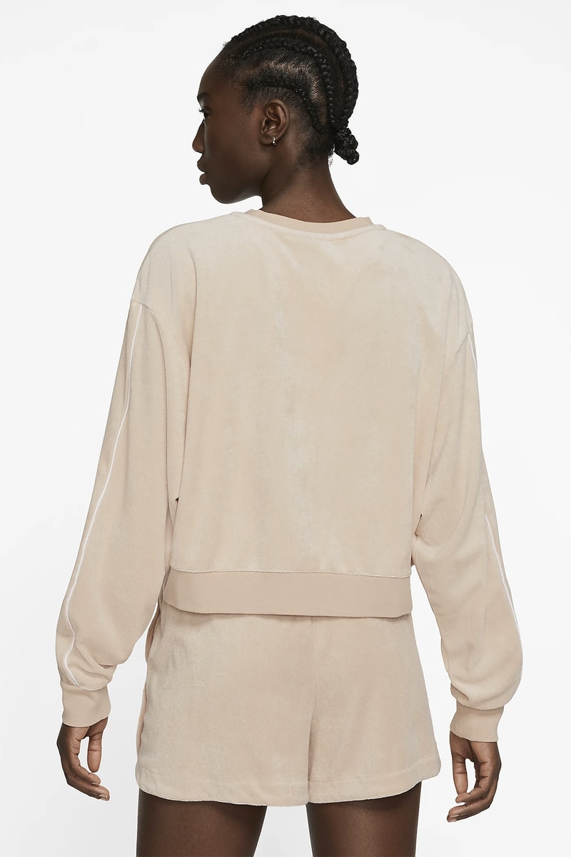 nike sportswear womens crewneck sweater shorts beige coral peach fashion 