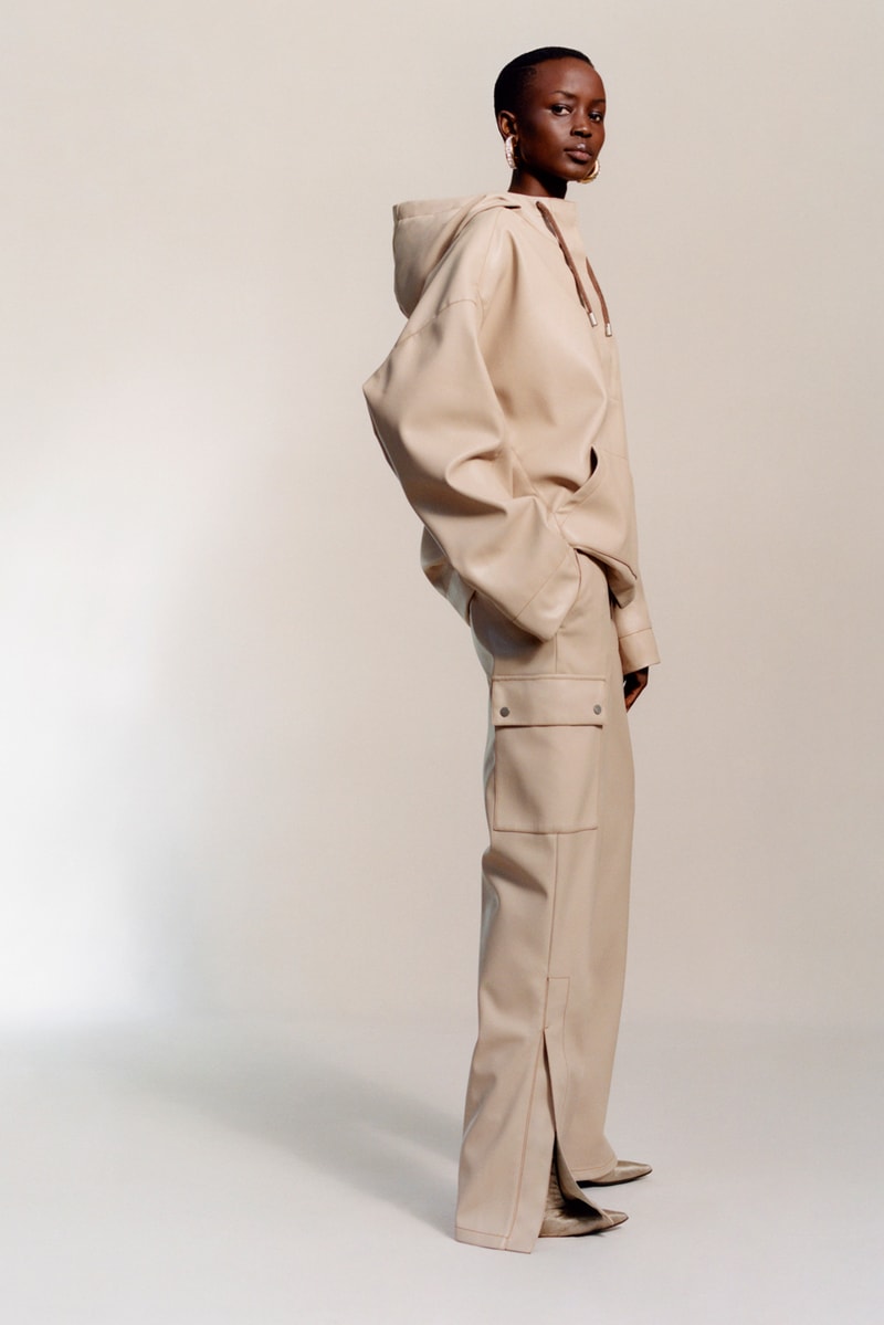 rihanna fenty faux leather 2 20 collection hoodies cargo pants black beige fashion clothes 