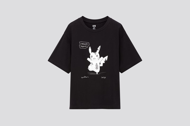 uniqlo ut daniel arsham pokemon collaboration t shirts pikachu jigglypuff black white 