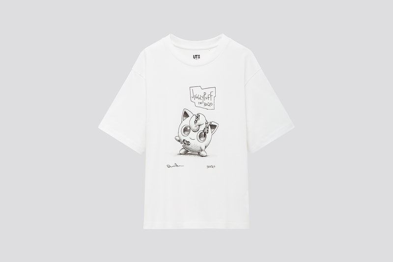 uniqlo ut daniel arsham pokemon collaboration t shirts pikachu jigglypuff black white 