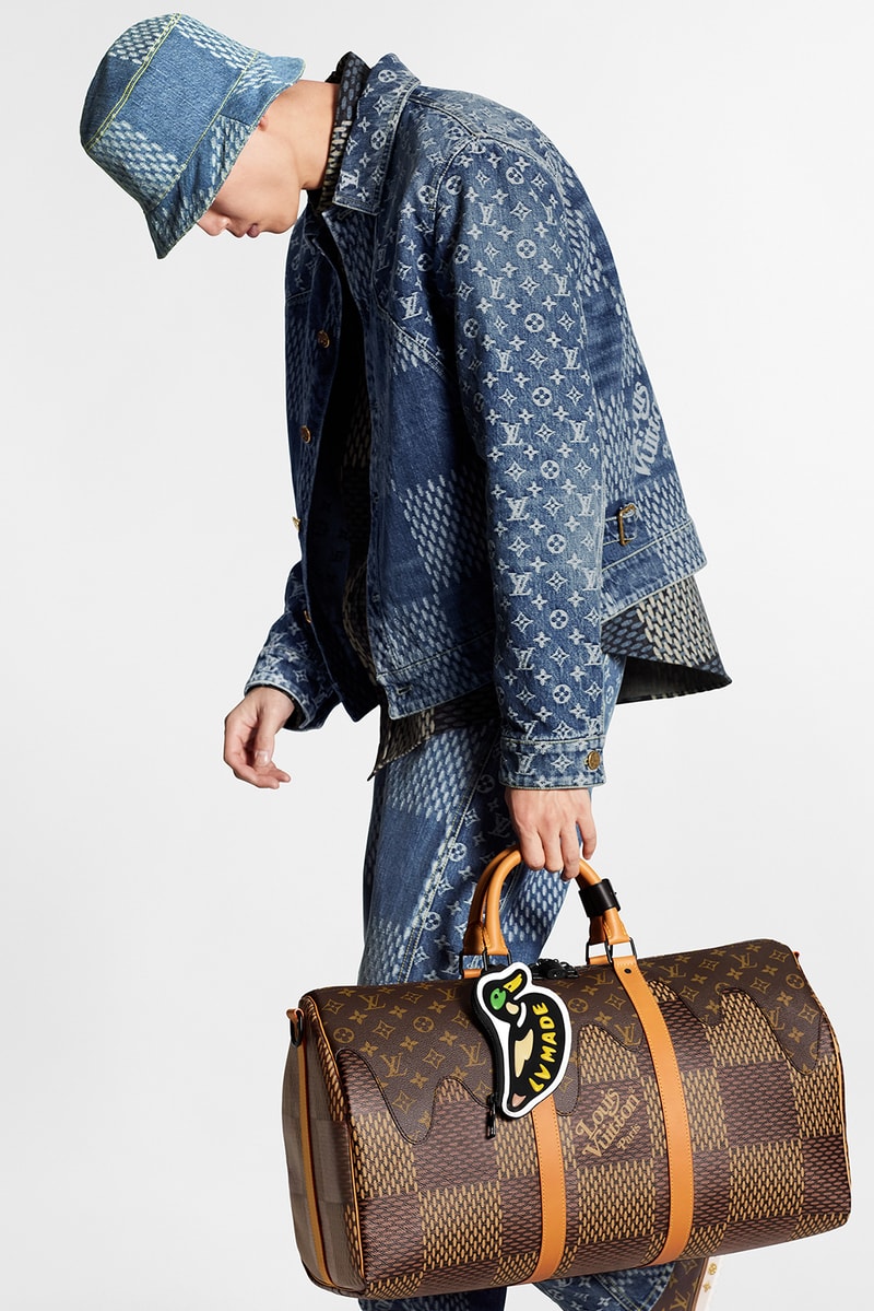 louis vuitton nigo virgil abloh lv2 collaboration drop 1 denim jackets hoodies bags hats shoes monogram black blue