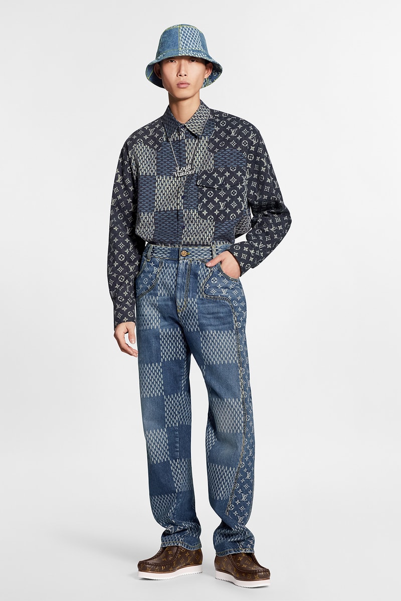 louis vuitton nigo virgil abloh lv2 collaboration drop 1 denim jackets hoodies bags hats shoes monogram black blue