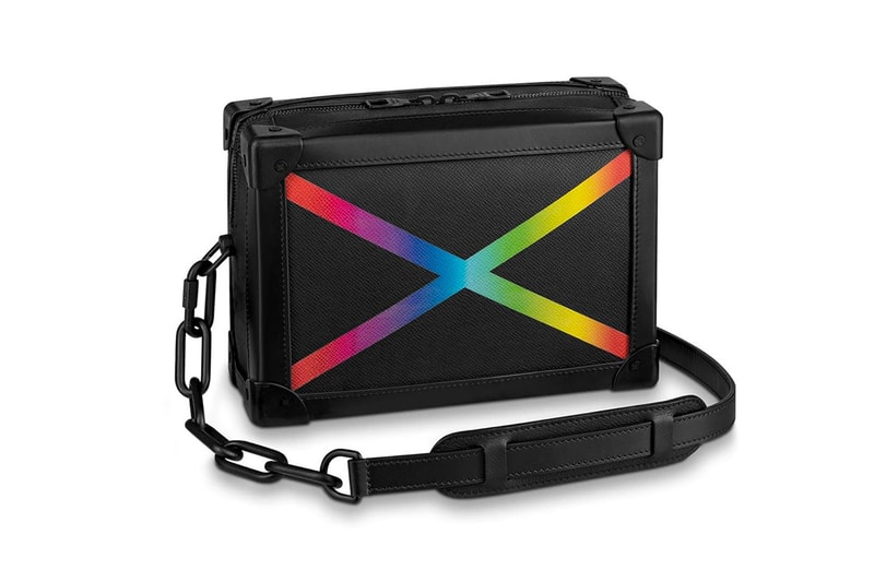 louis vuitton soft drunk designer bag blue black rainbow taiga leather monogram canvas 