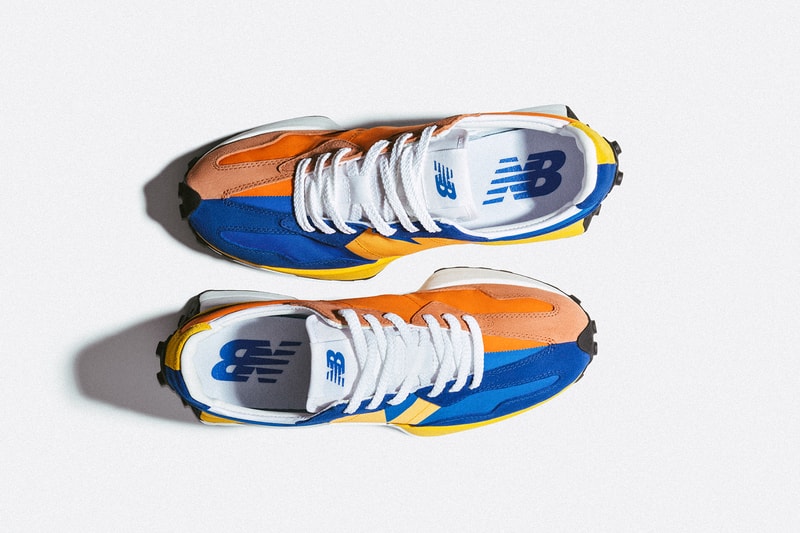 newn balance 327 sneakers blue orange grey black white yellow pink colorway sneakerhead footwear shoes 
