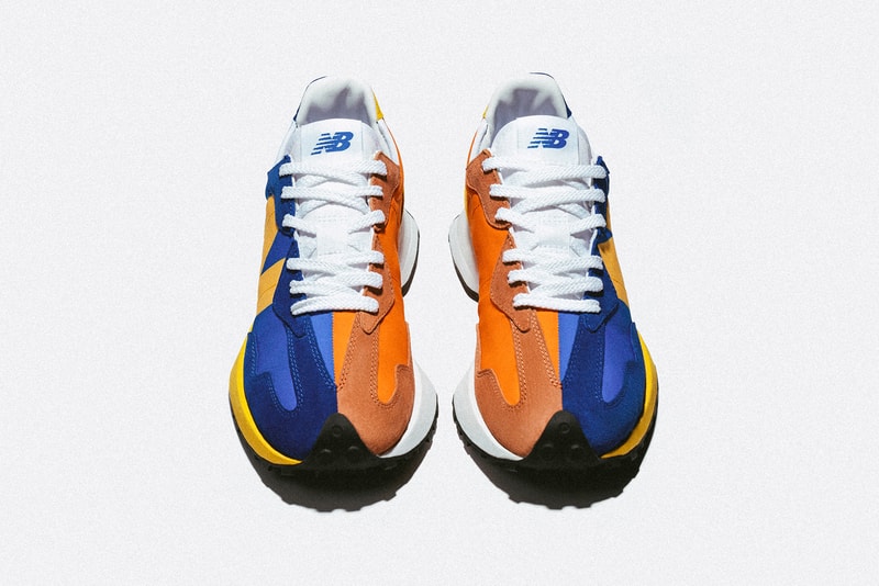 newn balance 327 sneakers blue orange grey black white yellow pink colorway sneakerhead footwear shoes 