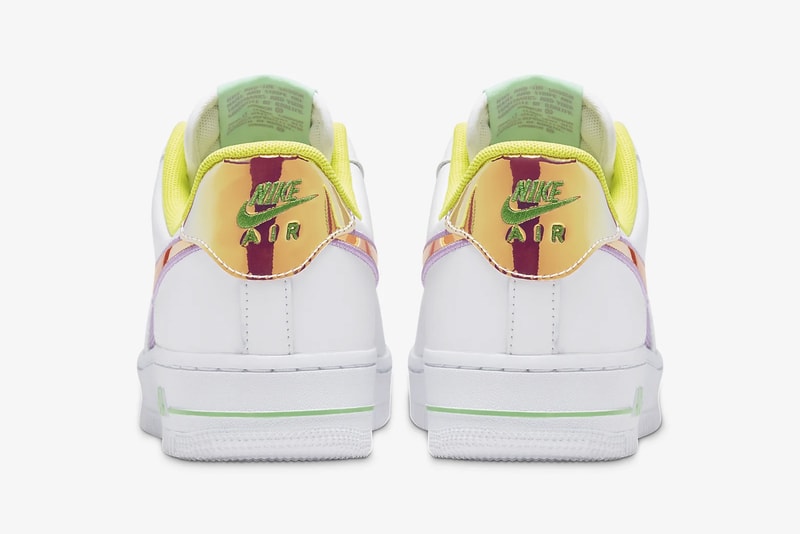nike air force 1 07 womens sneakers white pastel purple pink neon yellow green holographic colorway sneakerhead footwear