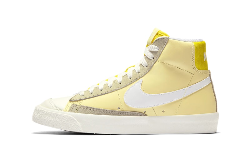 nike blazer mid 77 womens sneakers pastel yellow purple white colorway shoes 