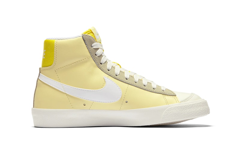 nike blazer mid 77 womens sneakers pastel yellow purple white colorway shoes 