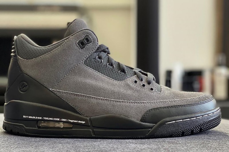 nike fragment design hiroshi fujiwara collaboration unreleased air jordan 3 sample sneakers dark light grey sneakerhead footwear