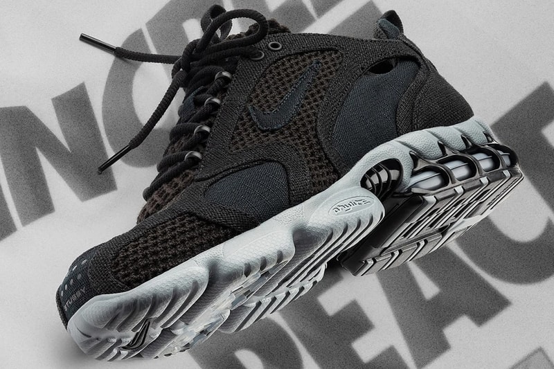 nike stussy air zoom spiridon cage 2 collaboration sneakers black cool grey t shirt white graphic increase the peace sneakerhead footwear shoes 