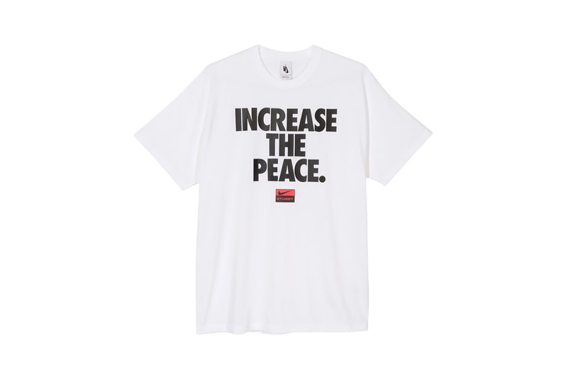 nike stussy air zoom spiridon cage 2 collaboration sneakers black cool grey t shirt white graphic increase the peace sneakerhead footwear shoes 