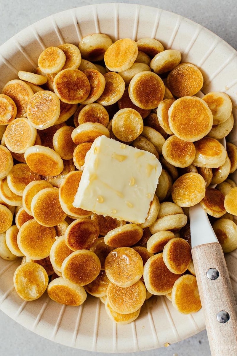 cereal pancake tiktok food trend viral recipes how to milk maple syrup butter