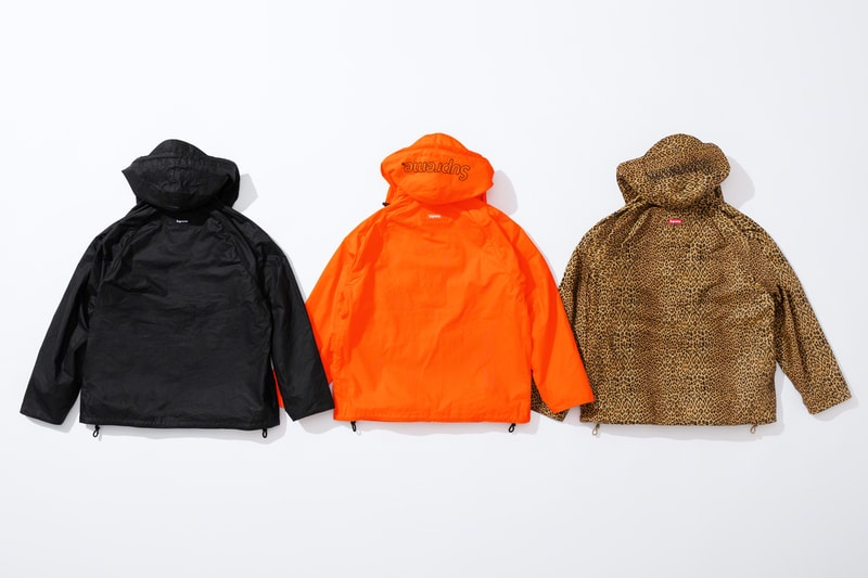supreme barbour spring summer collaboration jackets outerwear black orange leopard print fashion 
