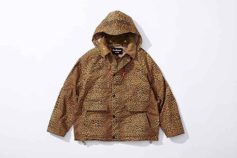 supreme barbour spring summer collaboration jackets outerwear black orange leopard print fashion 