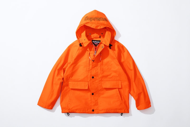 supreme barbour spring summer collaboration jackets outerwear black orange leopard print fashion 