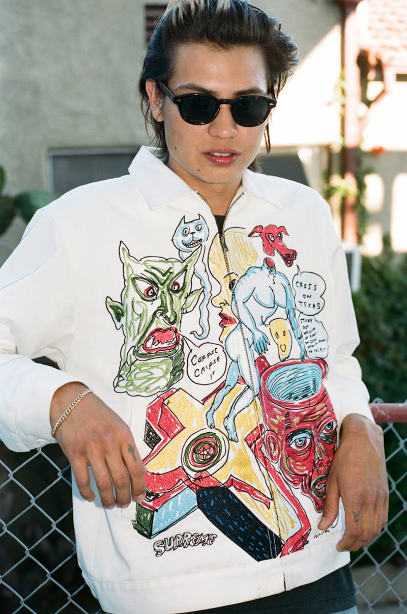 supreme daniel johnston spring summer collaboration art shirts black blue orange pink green white 