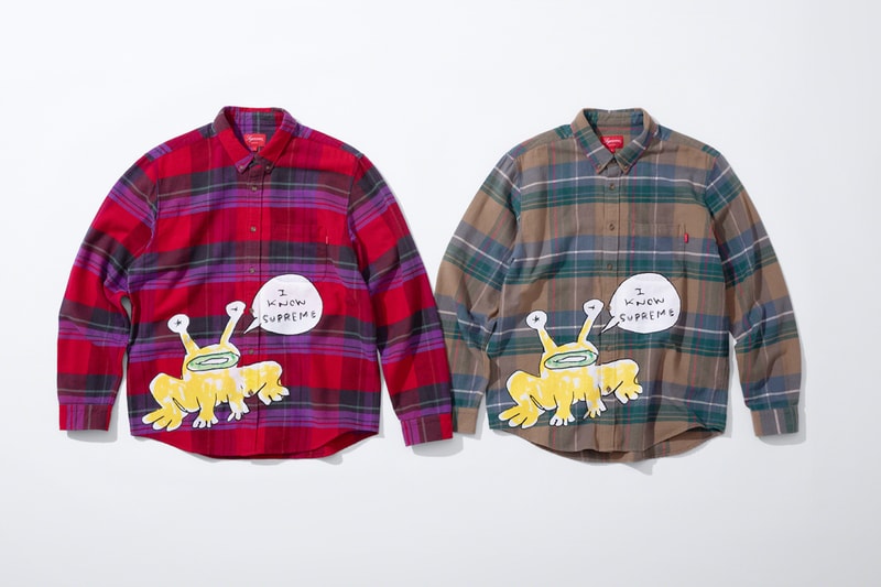 supreme daniel johnston spring summer collaboration art shirts black blue orange pink green white 