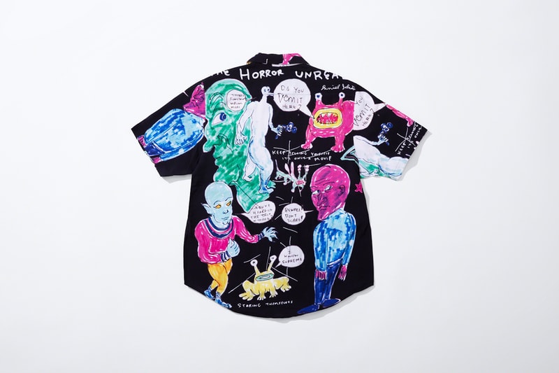 supreme daniel johnston spring summer collaboration art shirts black blue orange pink green white 