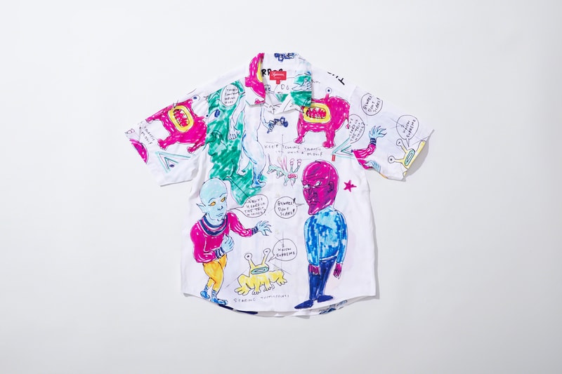 supreme daniel johnston spring summer collaboration art shirts black blue orange pink green white 