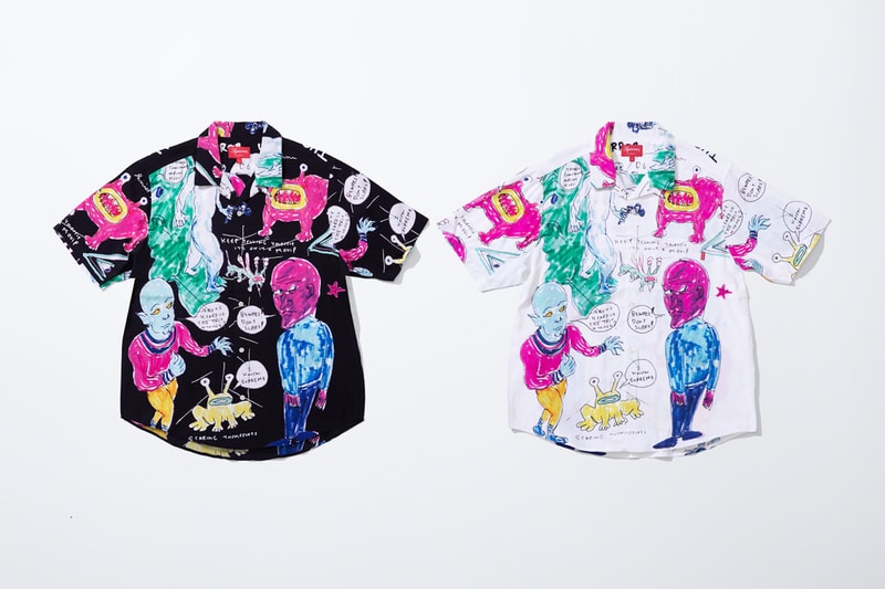 supreme daniel johnston spring summer collaboration art shirts black blue orange pink green white 