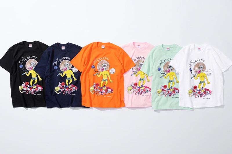 supreme daniel johnston spring summer collaboration art shirts black blue orange pink green white 