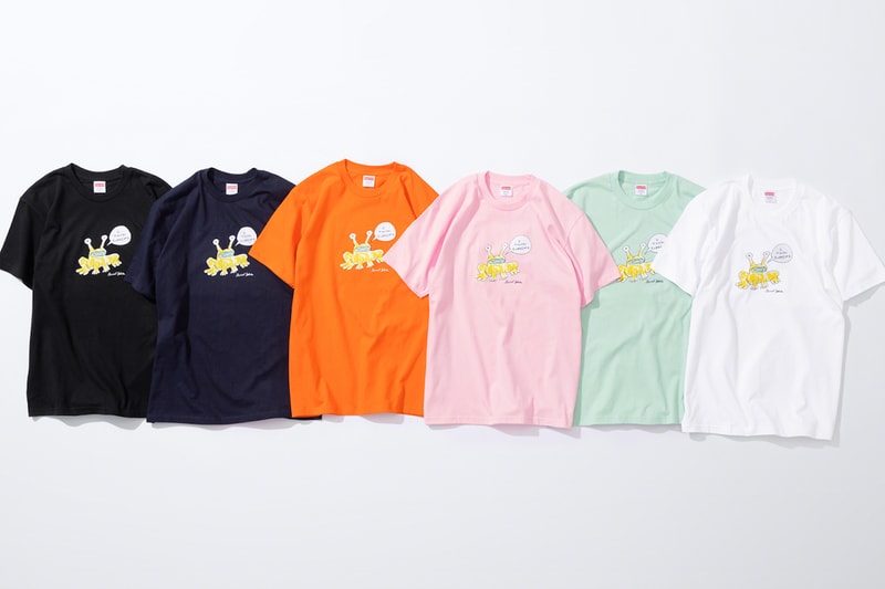 supreme daniel johnston spring summer collaboration art shirts black blue orange pink green white 