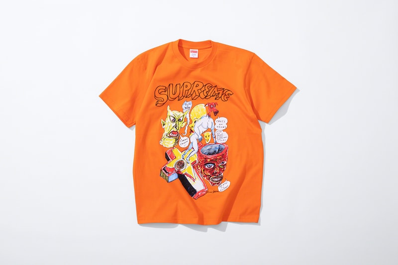 supreme daniel johnston spring summer collaboration art shirts black blue orange pink green white 